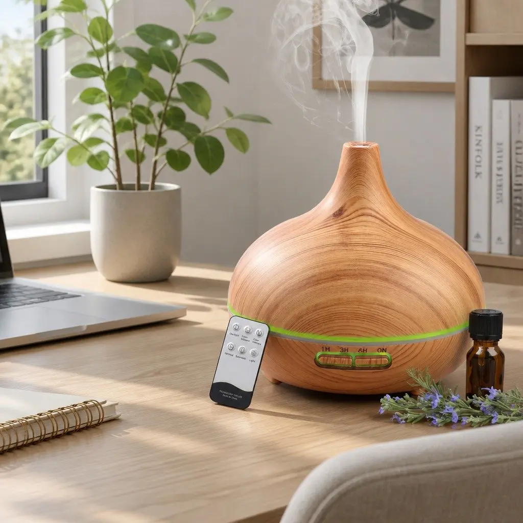 Aroma Diffuser Humidifier 300ml Light Wood Ultrasonic Mist Aromatherapy Night Light