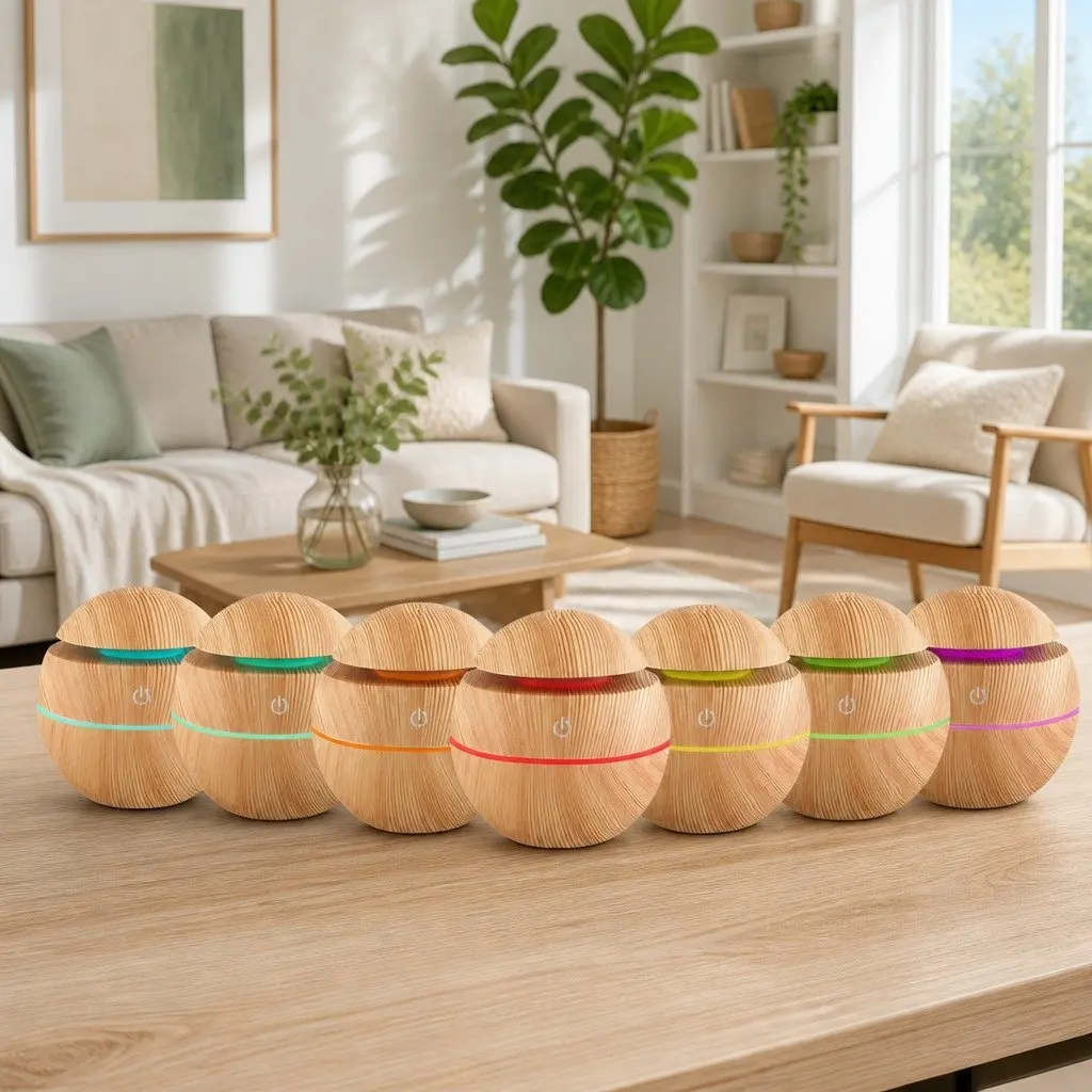 Aroma Diffuser 4 in 1 Humidifier Night Light 130ml Light Wood
