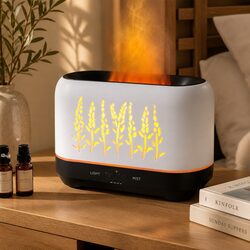 Aroma Diffuser Ultrasonic Mist Flame Effect Essential Oil Humidifier 200ml White