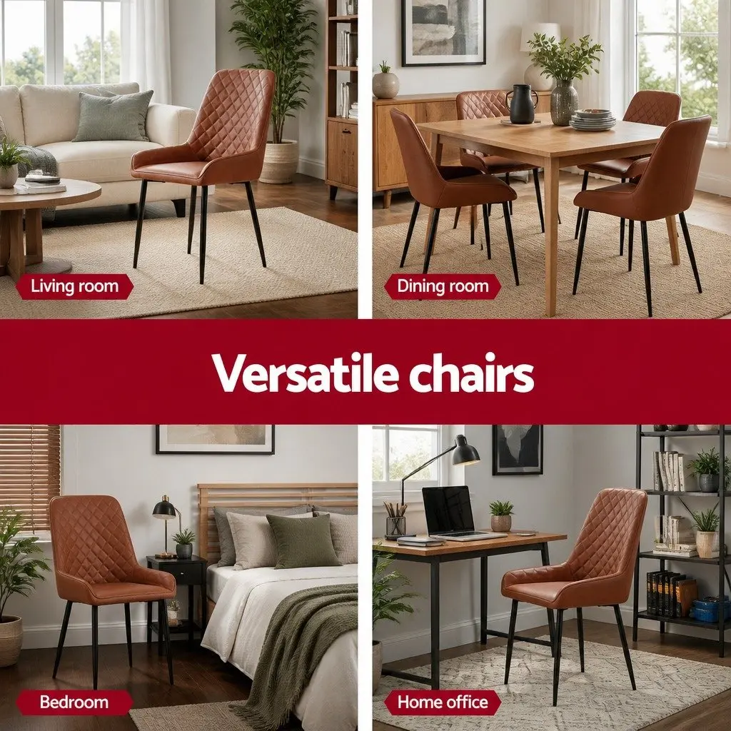Dining Chairs Retro PU Leather 2 Piece Brown