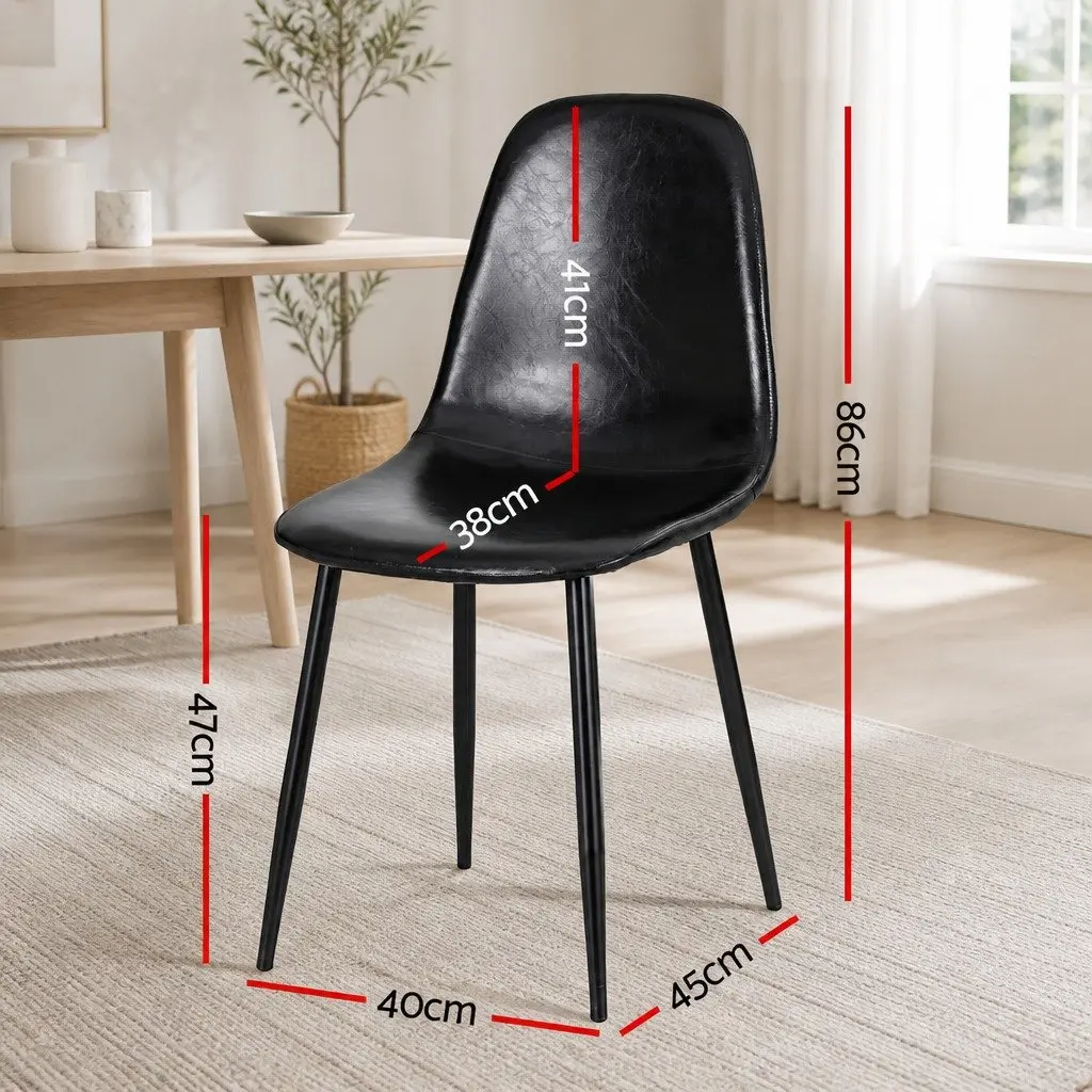 Dining Chairs Retro Ergonomic Curved Support Padded Seat Black Set of 4