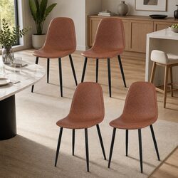 Dining Chair Set of 4 Retro Kitchen Lounge Cafe Accent Chairs Brown PU Leather