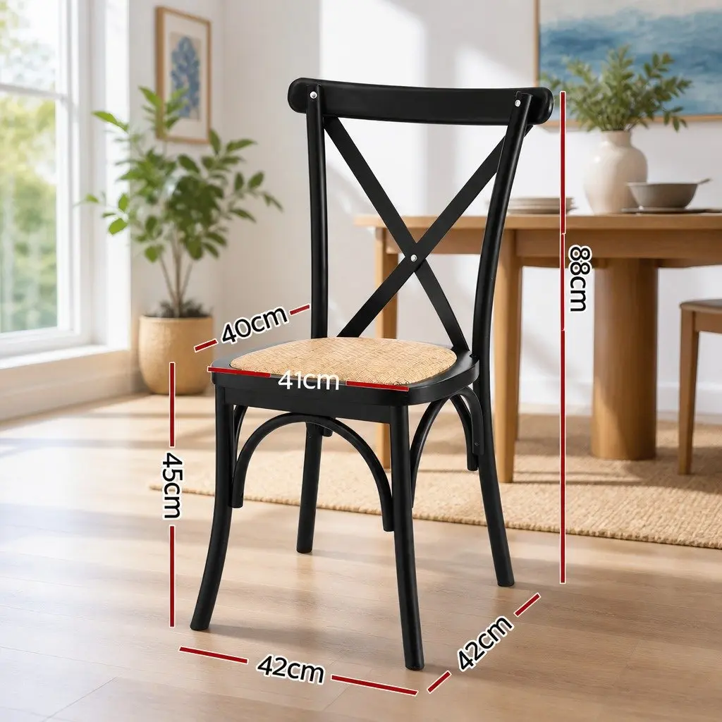 Dining Chairs Rattan Wooden Kitchen Accent Seating Black Indoor Outdoor Cafe