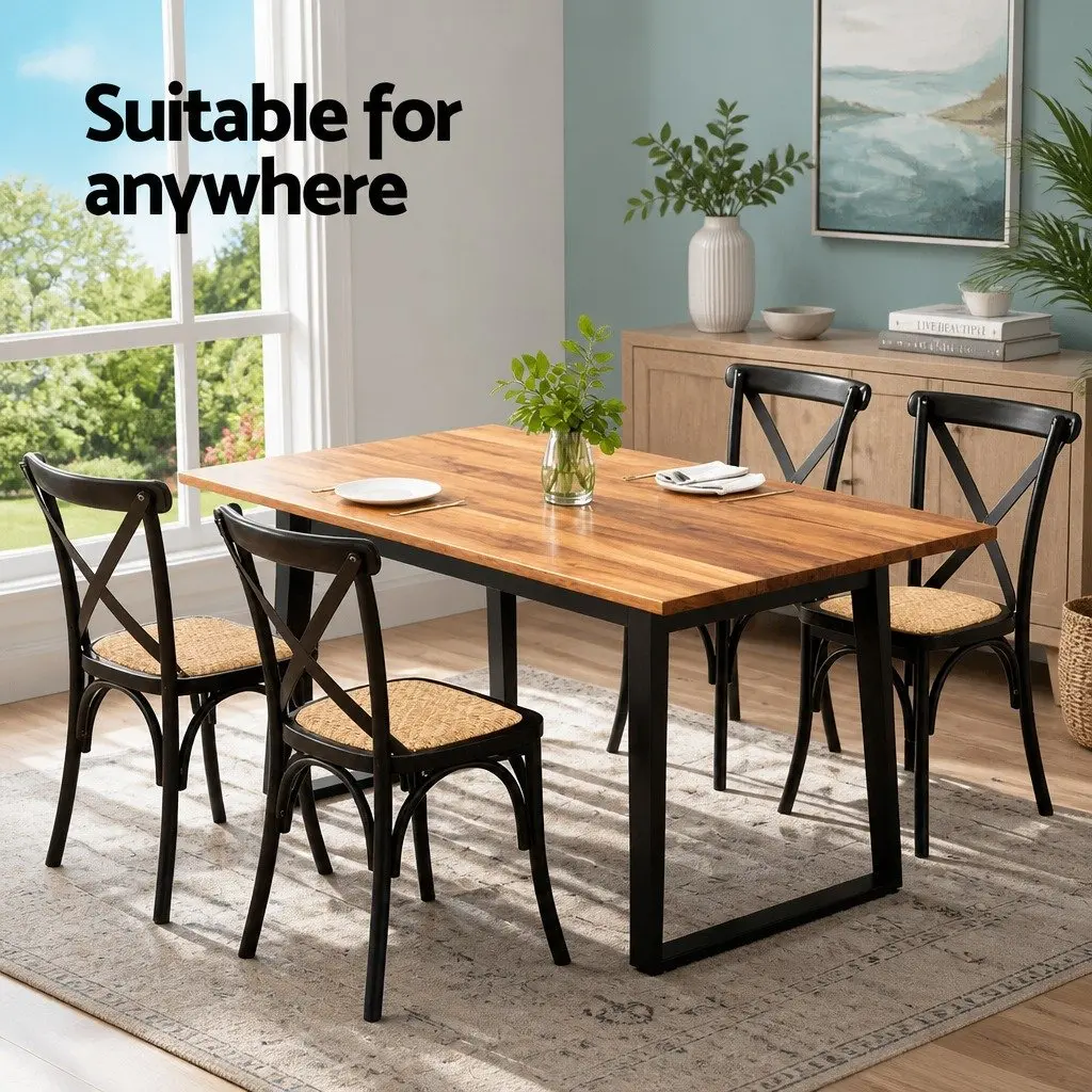 Dining Chairs Rattan Wooden Kitchen Accent Seating Black Indoor Outdoor Cafe