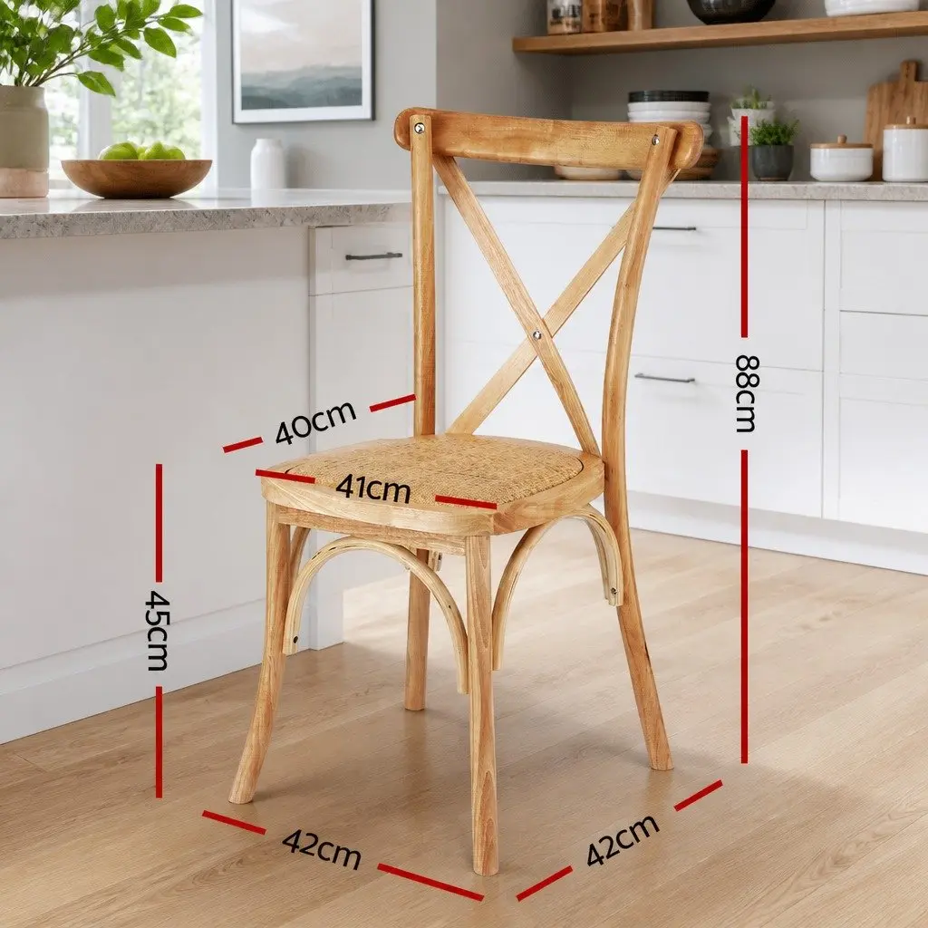 Dining Chairs Set of 4 Rattan Seat Wooden Frame Kitchen Cafe Lounge Accent