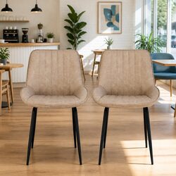 Dining Chairs Set of 2 Retro Kitchen Lounge Cafe Accent Seating Channel Tufted