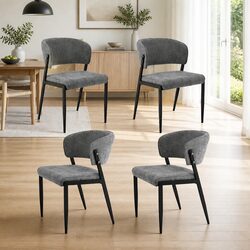 Dining Chairs Set of 4 Upholstered Soft Fabric Seat Grey Kitchen Dining Room