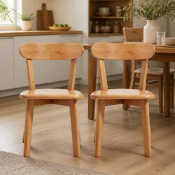 Dining Chairs Wooden Kitchen Accent Seating Rubber Wood Frame Cafe Lounge