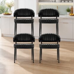 Dining Chairs Set of 4 Leather Armchair Padded Seat Kitchen Furniture Black