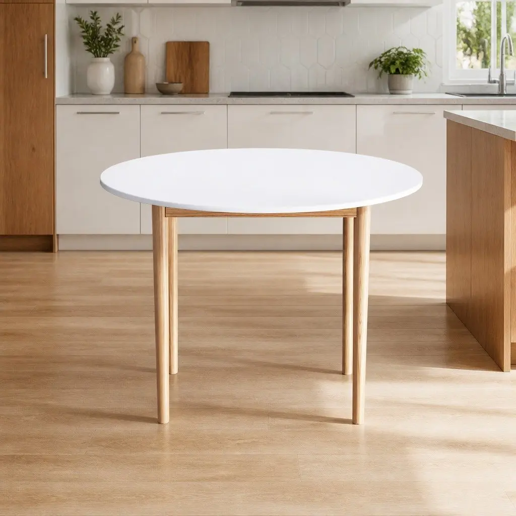 Round Dining Table Nordic Style 108CM White Seats 4-6 People