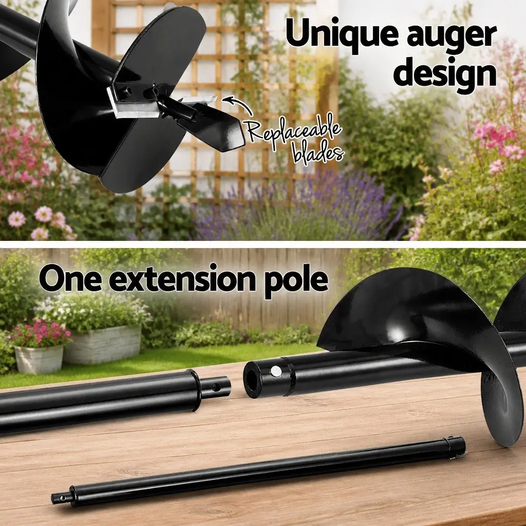 Post Hole Digger Petrol Powered 200mm Auger Drill 63cc Engine Heavy Duty Steel Construction