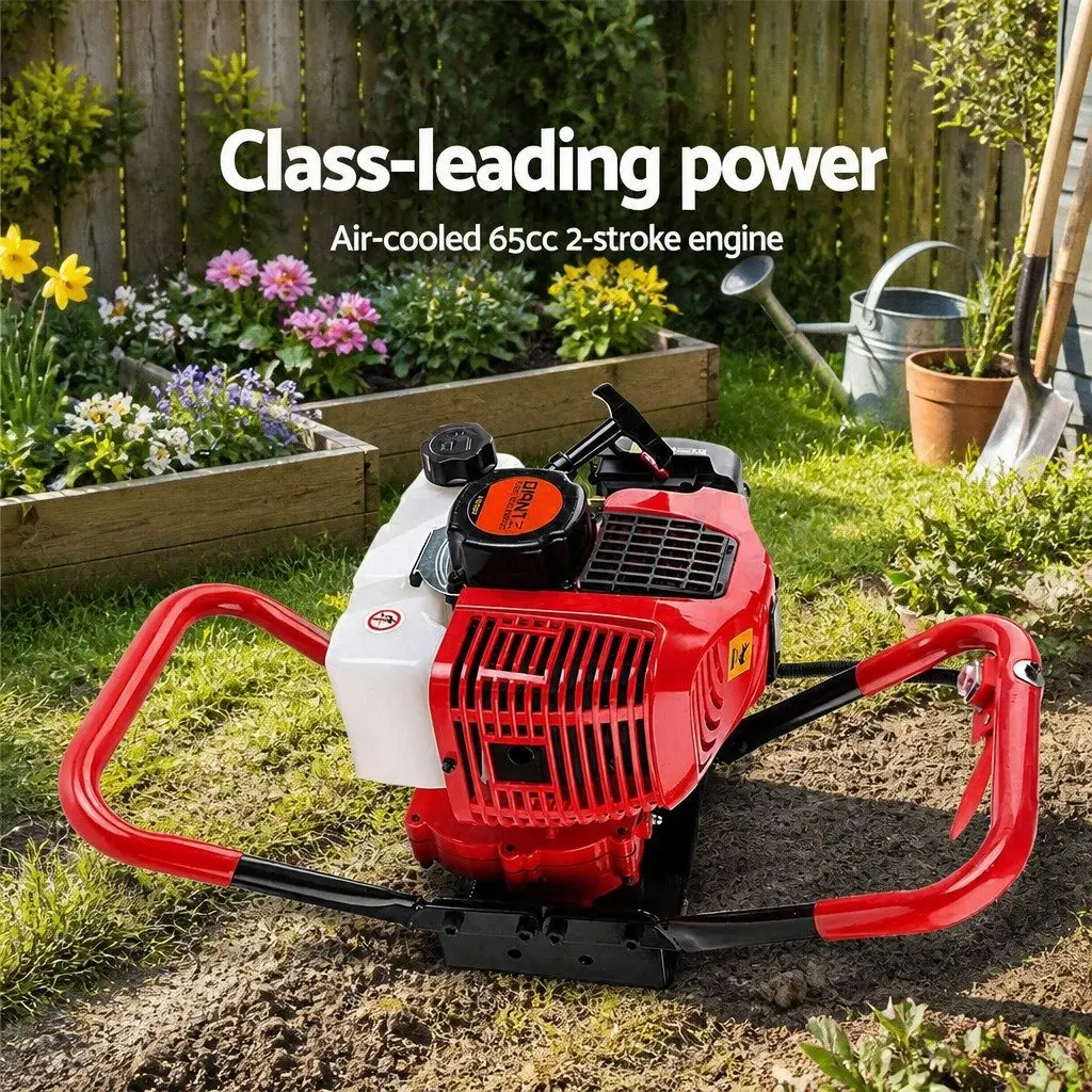 Post Hole Digger 65cc 2-Stroke Engine Auger Kit Red and Black