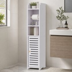Bathroom Cabinet Toilet Roll Holder Storage 76cm White Cupboard Organiser