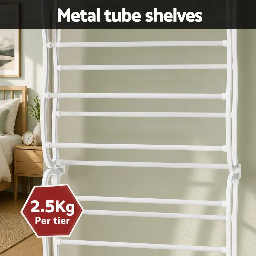Shoe Rack Over Door Organiser 12-Tier Storage White