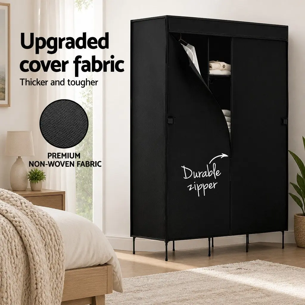 Large Portable Clothes Closet Wardrobe with Shelf Storage Organizer Black