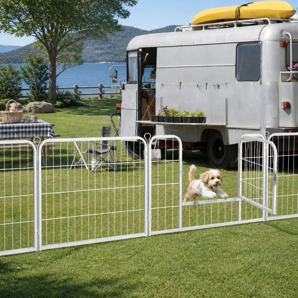 Pet Playpen 8 Panel Foldable Portable Exercise Pen White Steel