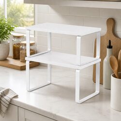 White Kitchen Storage Shelves Rack Organiser Cabinet Set of 2 Cupboard Display