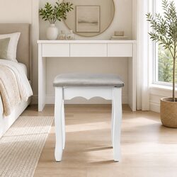 Dressing Table Stool French Provincial Design Velvet Grey Bedroom Furniture