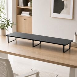 Dual Monitor Stand 100cm Wide Riser Desk Organiser Laptop Computer Display