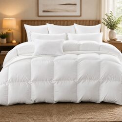 Goose Down Feather Quilt Super King Bed Doona All Season Lightweight Breathable