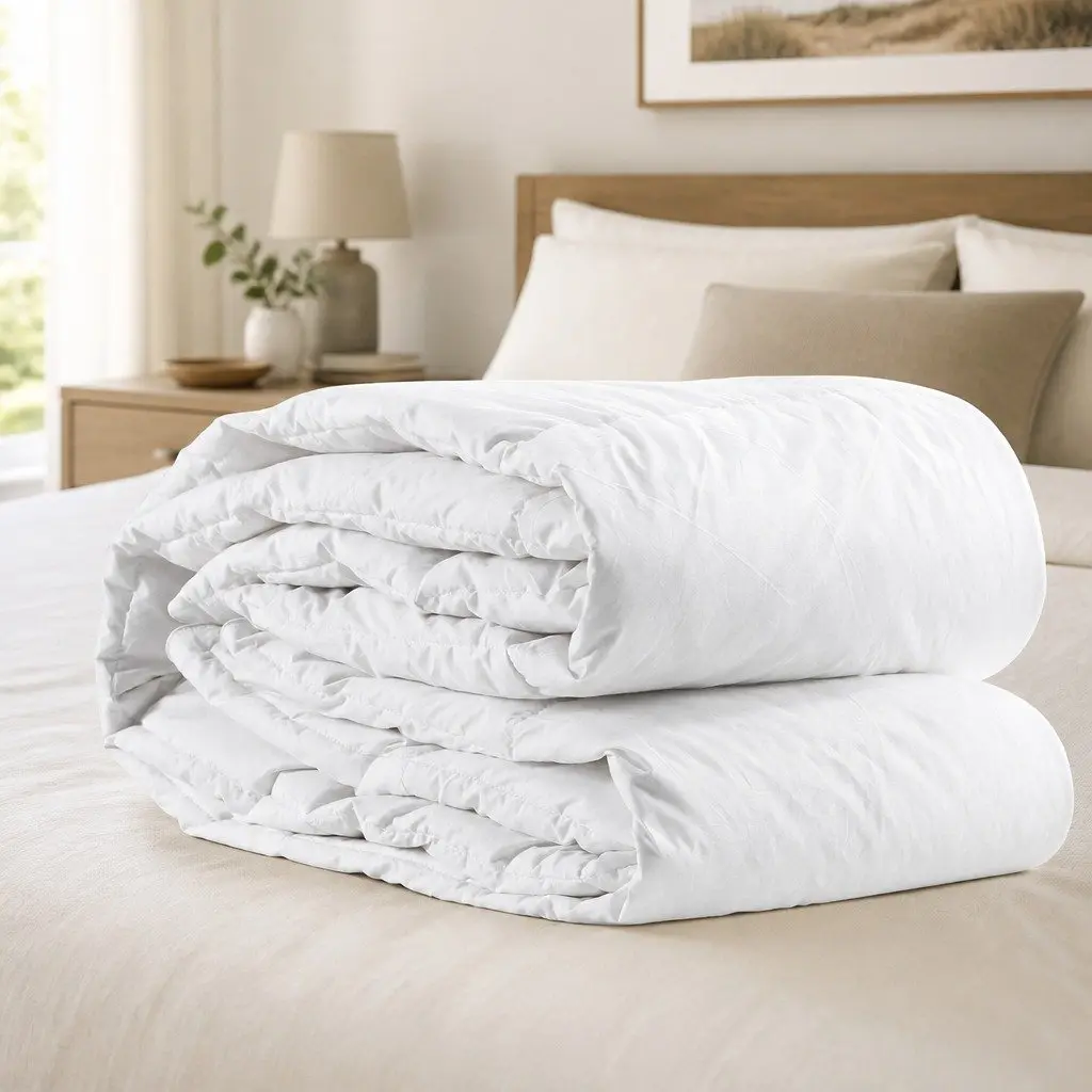 Goose Down Feather Quilt Lightweight Breathable Super King White Cotton Cover