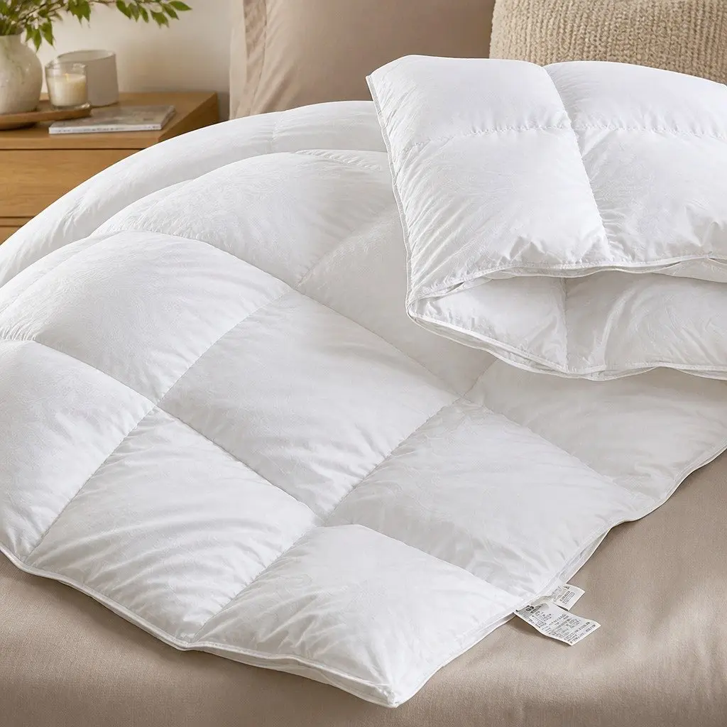 Goose Down Feather Quilt Lightweight Breathable Super King White Cotton Cover