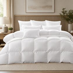 Goose Down Feather Quilt Double 700GSM All Season Doona Baffle Box Stitched