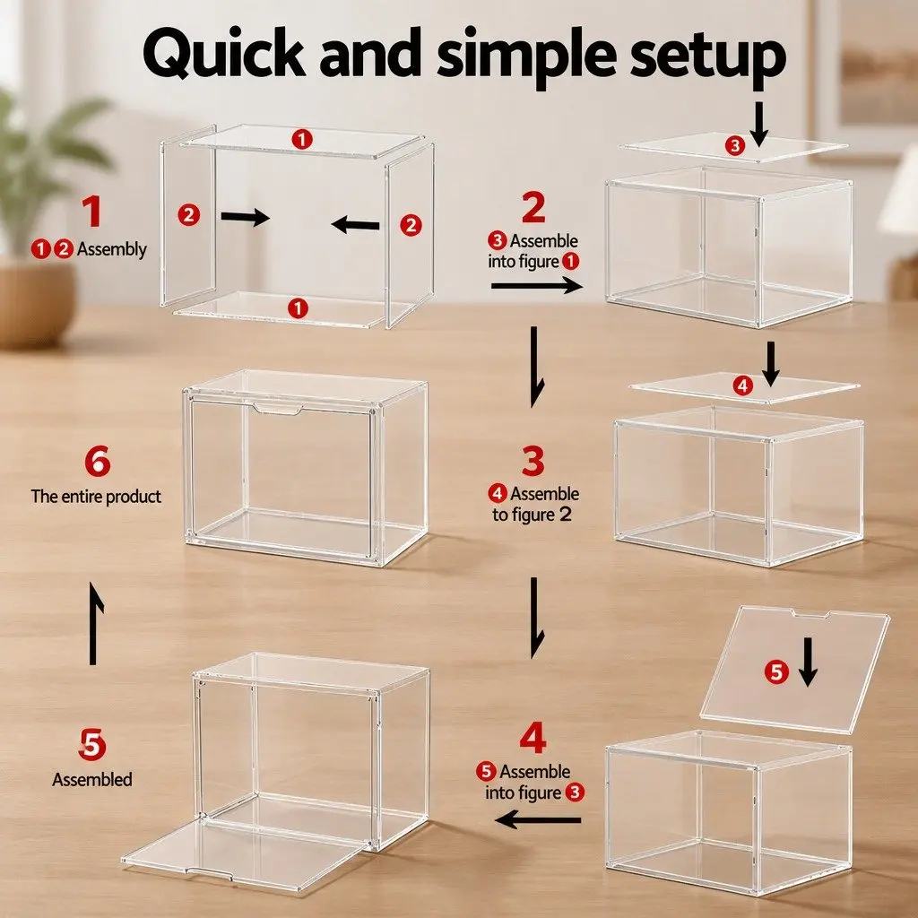 Acrylic Display Case Dustproof Protection Box for Collectibles Figures 36cm L x 22cm W x 27cm H Transparent
