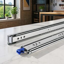Drawer Slides Heavy Duty Full Extension Locking 700-1400mm Silver Steel