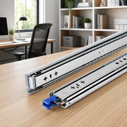 Drawer Slides Heavy Duty Full Extension Locking 750-1500mm Silver 115kg