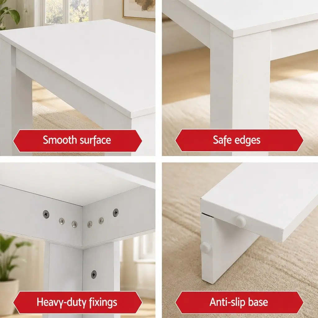 White Dining Table and 4 Chairs Set Wooden Kitchen Café Dining Room Furniture