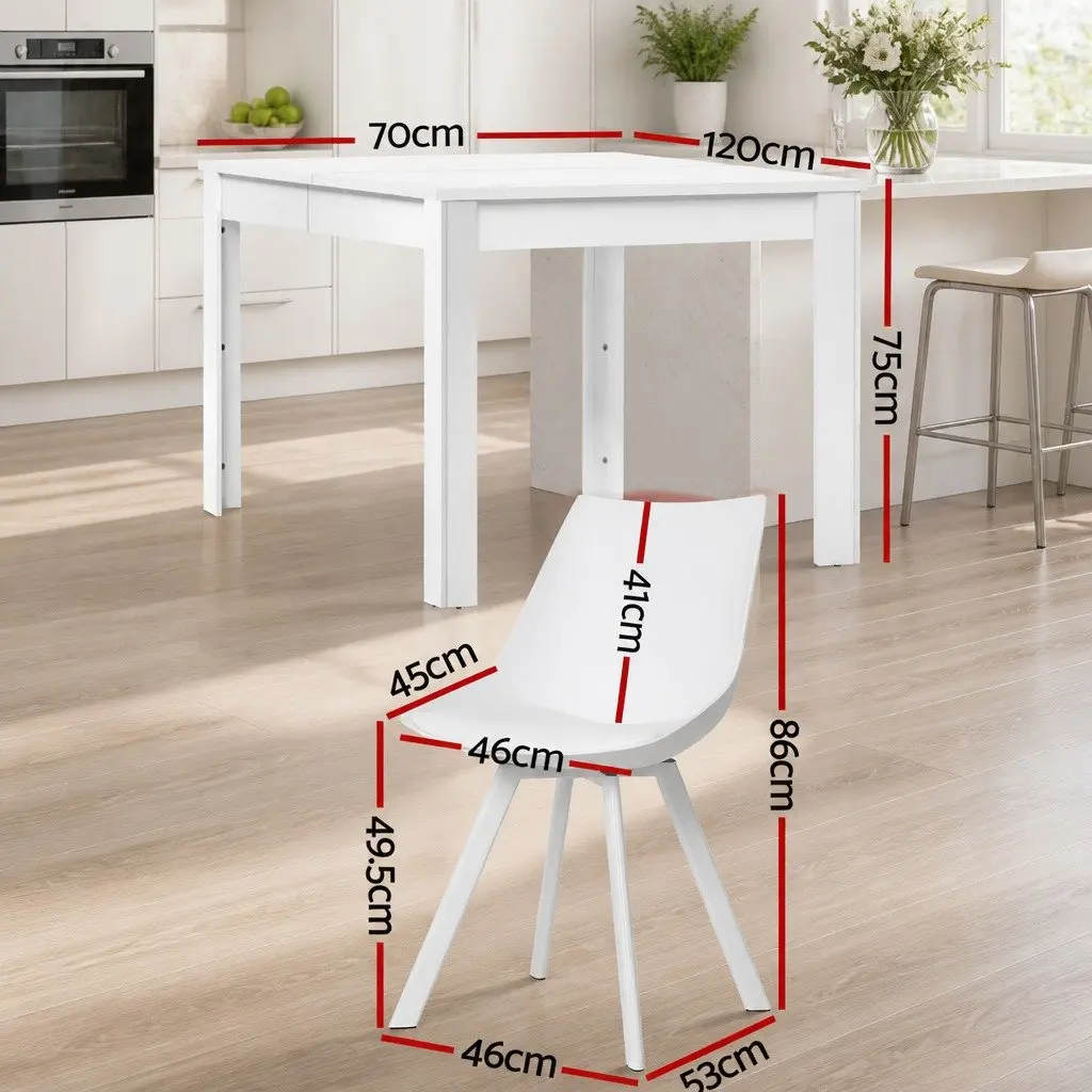 Dining Set Rectangular Table and 4 Chairs White Kitchen Dining Room Furniture