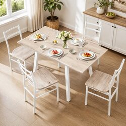 Dining Table and Chairs Set 5pcs Foldable Kitchen Furniture Space-Saving Compact