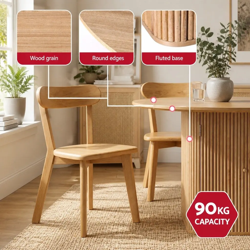 4-Seater Dining Table and Chair Set Square 100cm Pine Wood Kitchen Furniture