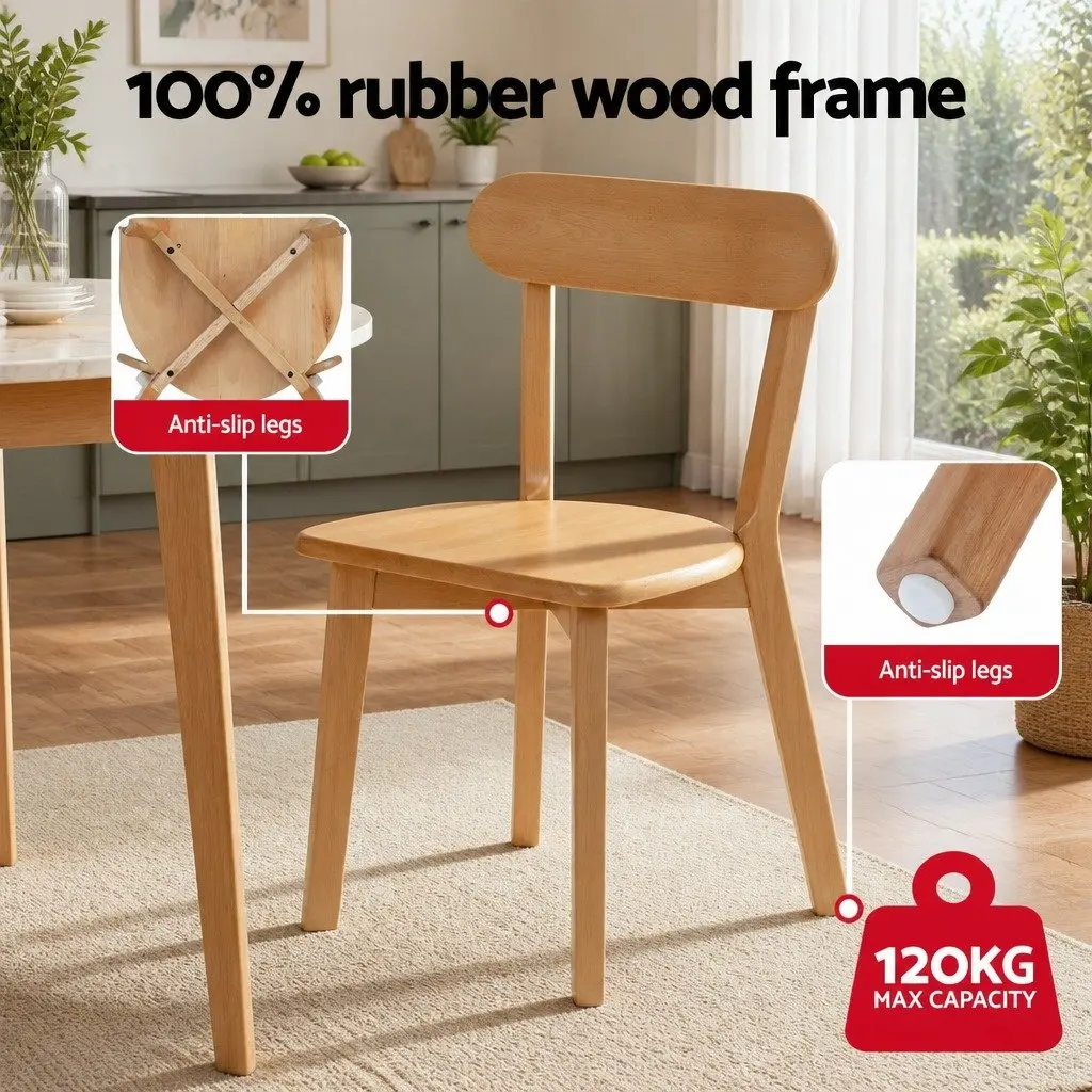 4-Seater Dining Table and Chair Set Square 100cm Pine Wood Kitchen Furniture