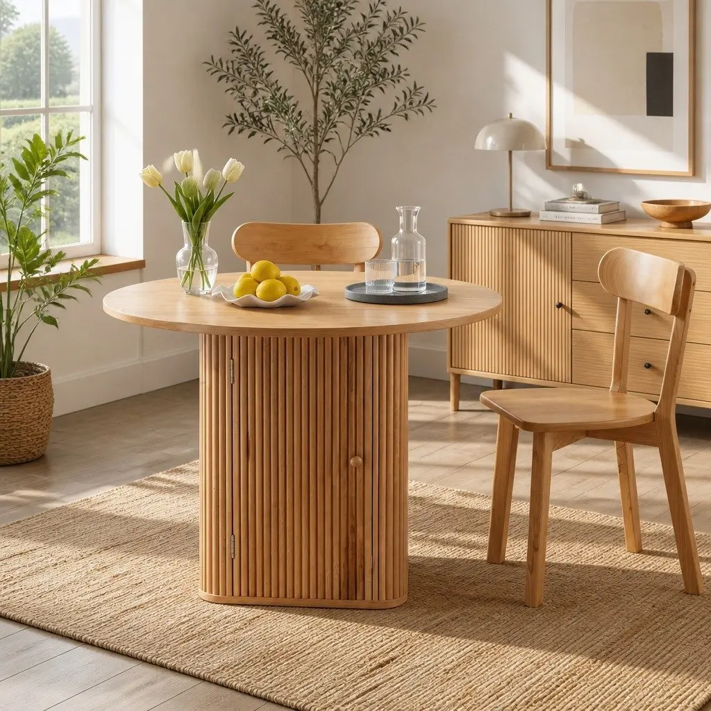 4-Seater Dining Table and Chair Set Square 100cm Pine Wood Kitchen Furniture