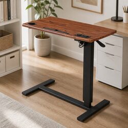 Adjustable Mobile Standing Desk Foldable Height Tablet Groove Power USB Wheels