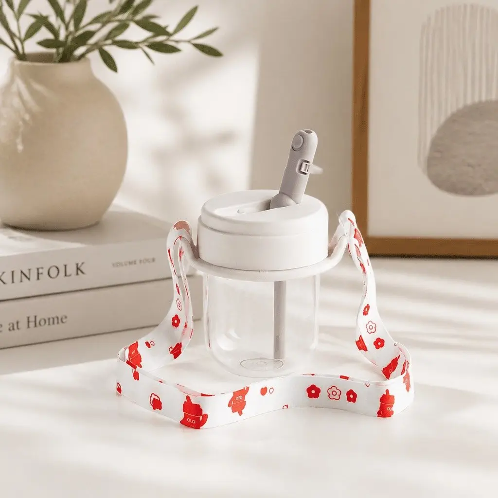 Coffee Cup Carrier Strap Holder On-the-Go Beverage Accessory White