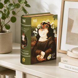 Cat in Art Puzzle Mona Lisa 126 Pieces Tin Case Kids Adult Jigsaw Game