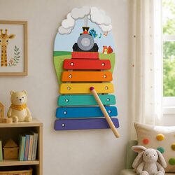 Wall-Mounted Musical Toy Rail Track Xylophone for Toddlers Age 2+ Educational