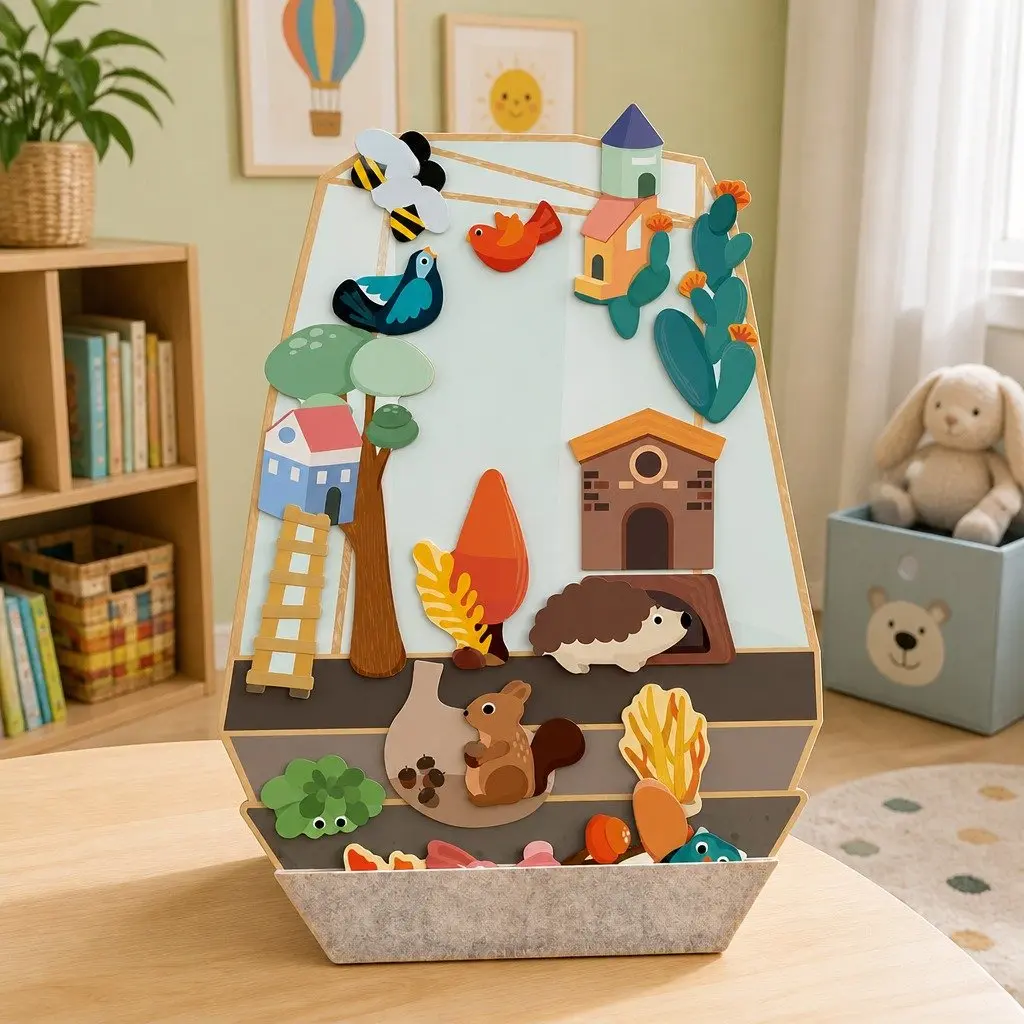Wall Mounted Magnetic Toy Building Set Garden Theme Educational Play 27 Pieces