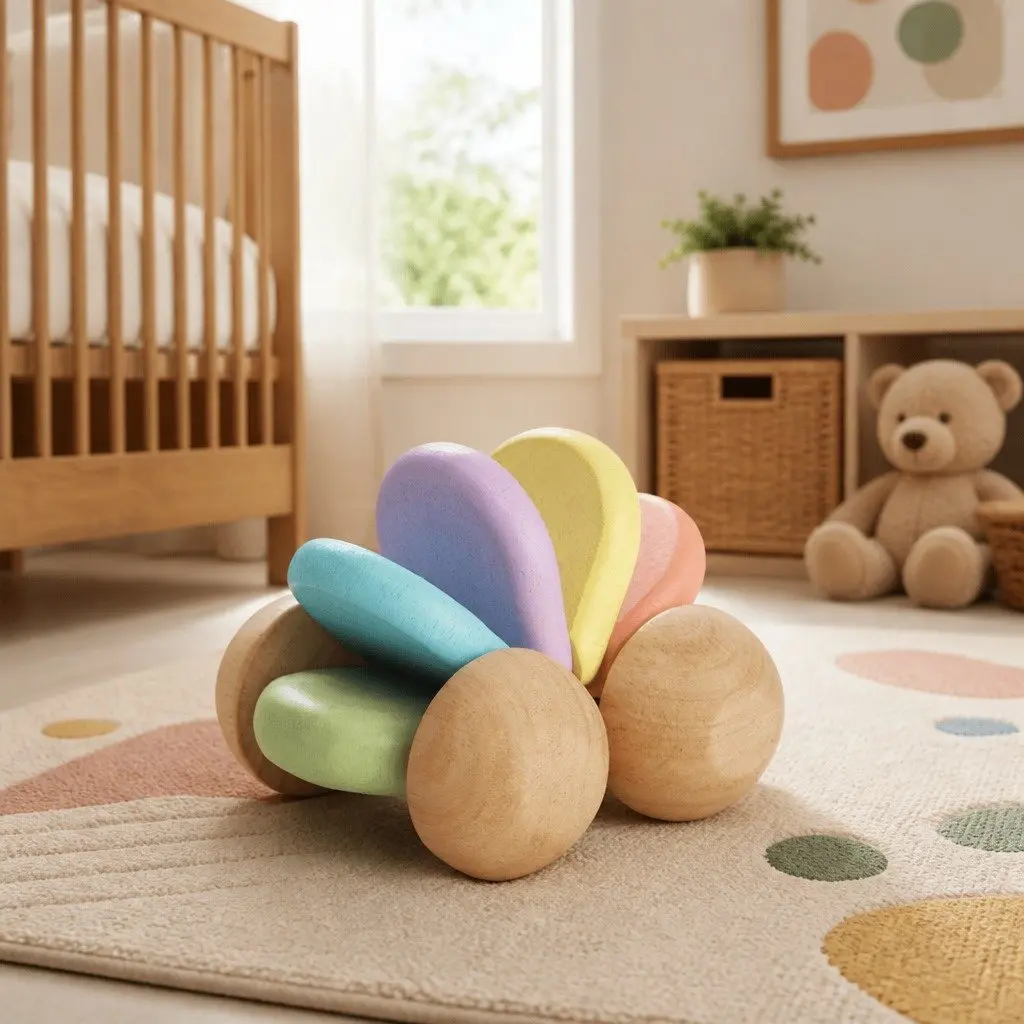 Baby Toy Car Flexible Body Sensory Development 10cm Rubberwood