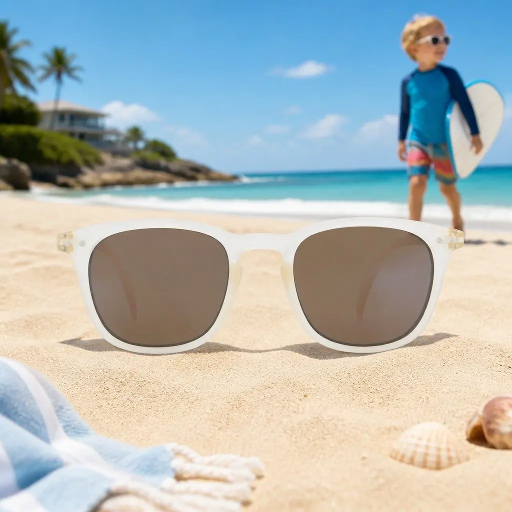 Kids Sunglasses UV Protection Lightweight Flexible Polycarbonate Classic Rectangular Frame Unisex Rose