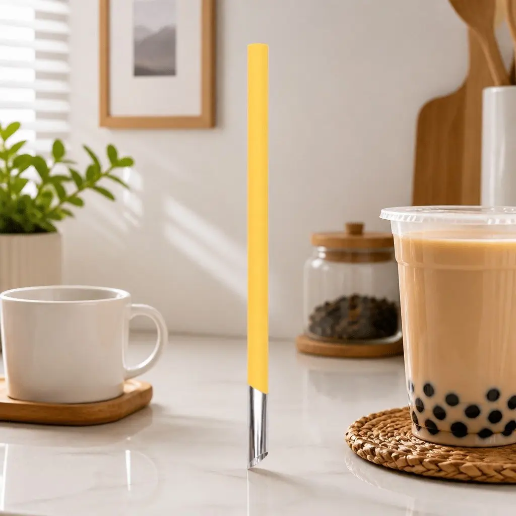 Reusable Bubble Tea Straw Extra Wide Stainless Steel Cleaner Silicone Travel Case
