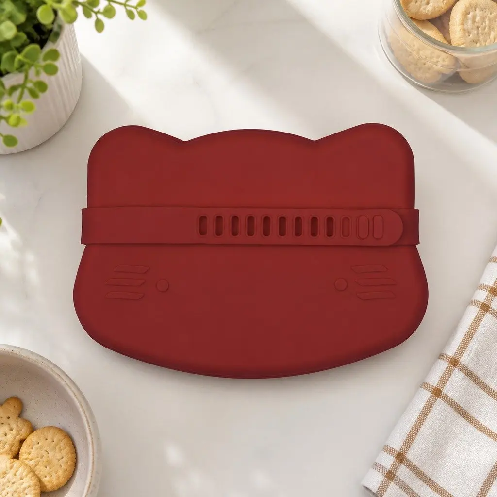 Cat Snack Bowl Plate Set Microwave Oven Freezer Safe Flexible Silicone Rust