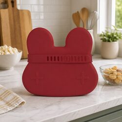 Bunny Snackie Rust Silicone Bowl Plate Toddler Kids On-The-Go Snacking Travel