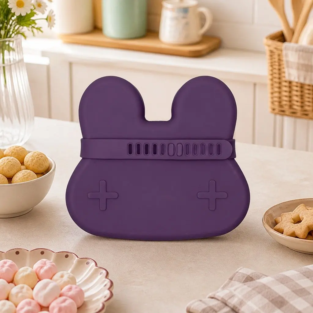 Silicone Toddler Snack Bowl Plate Microwave Freezer Safe Plum