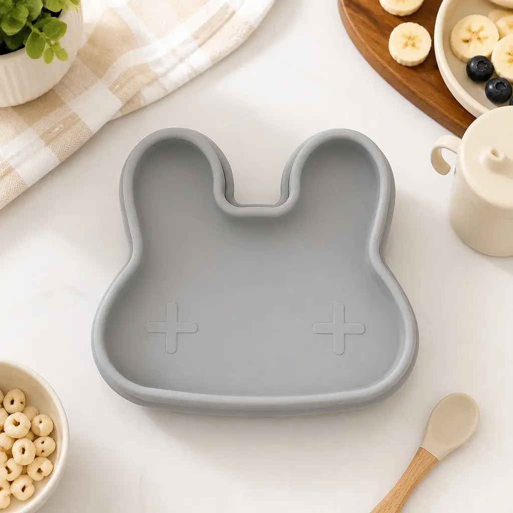 Silicone Toddler Bowl Plate Snack Container Portable Sage