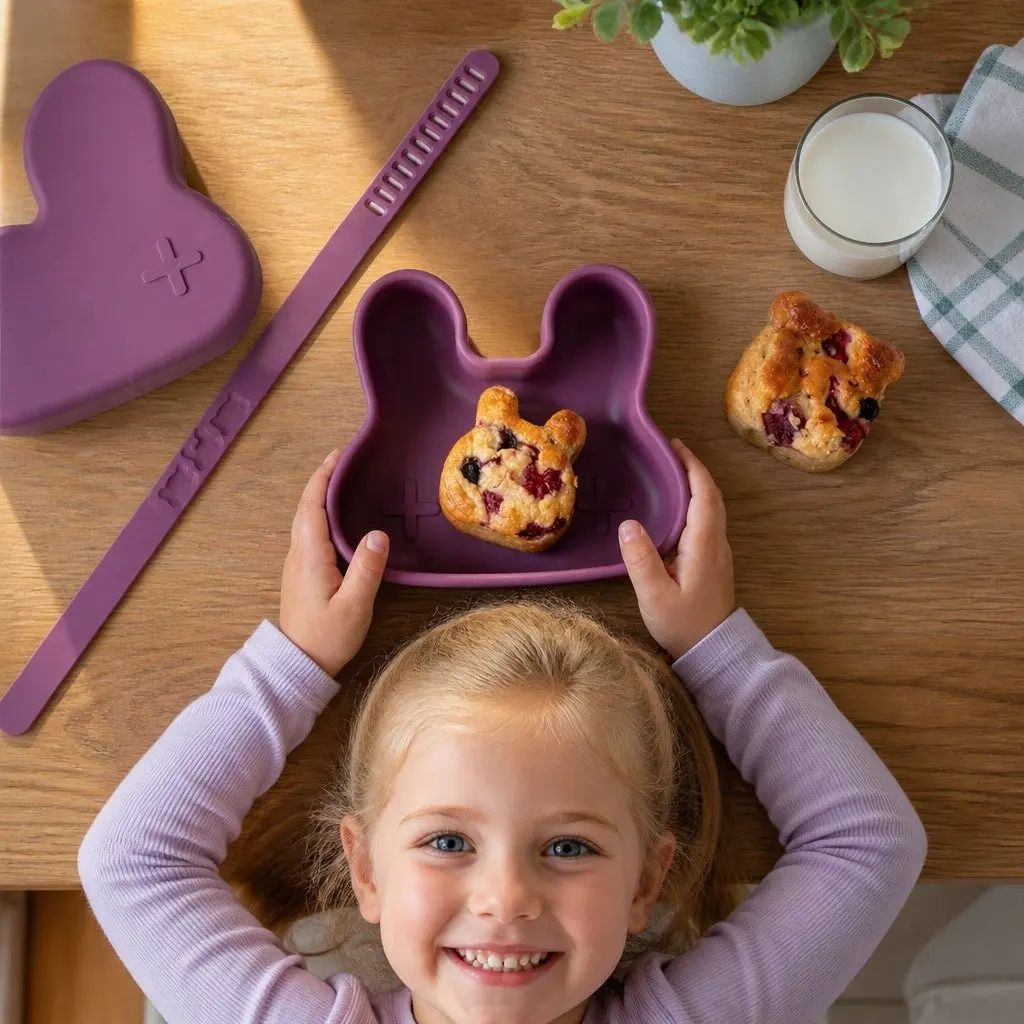 Silicone Toddler Bowl Plate Snack Container Portable Sage