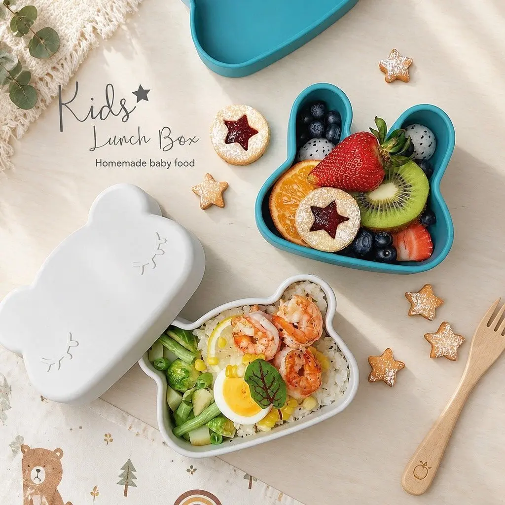 Silicone Toddler Bowl Plate Snack Container Portable Sage